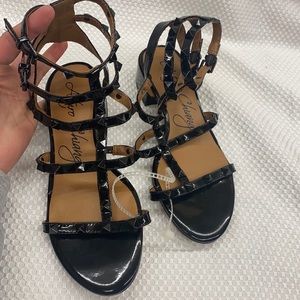 Black Strappy Studded Sandals, NWT